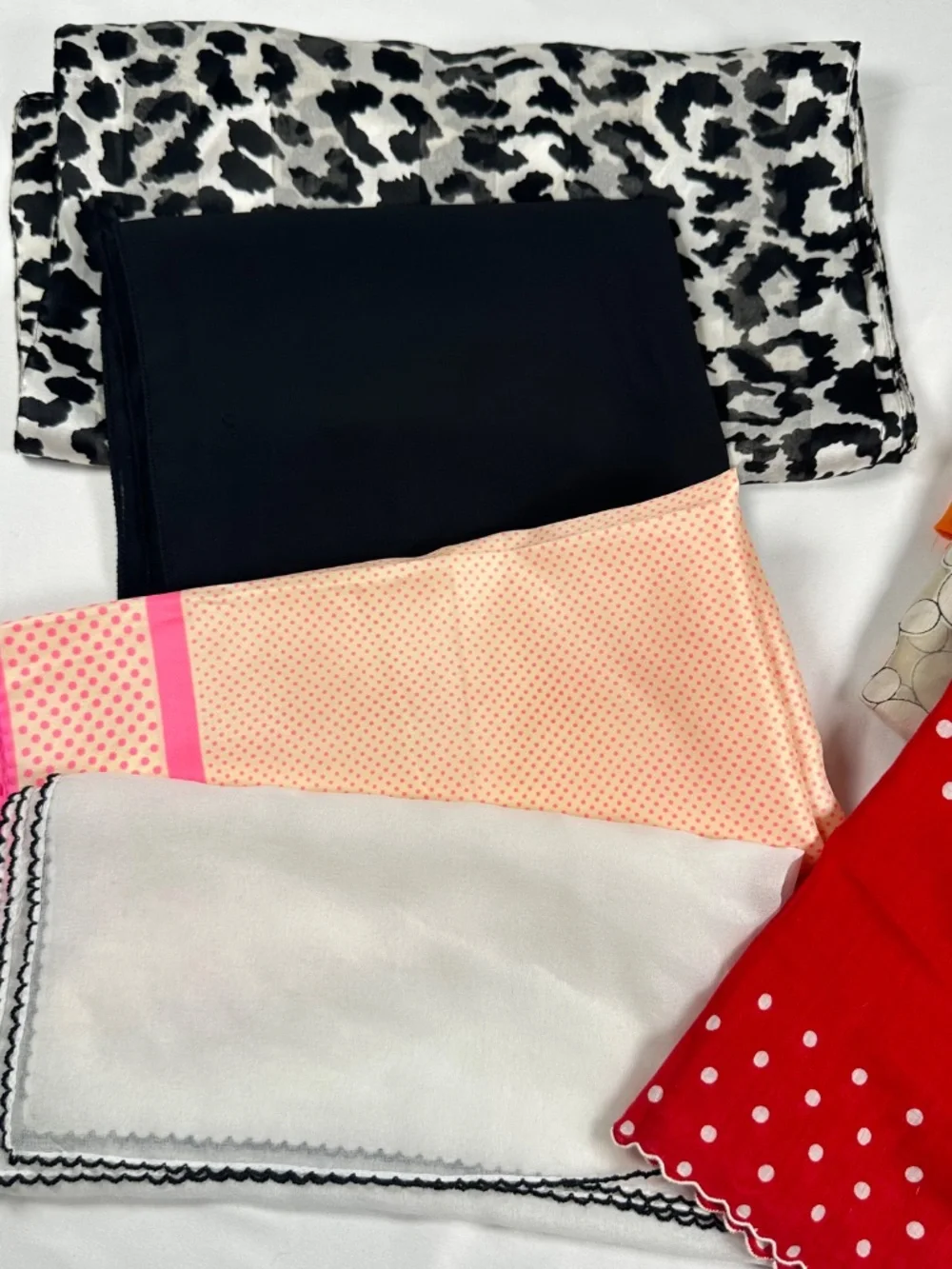 Unbranded Vintage Mid Century and Retro Fashion Scarves Lot of 7, Various Colors